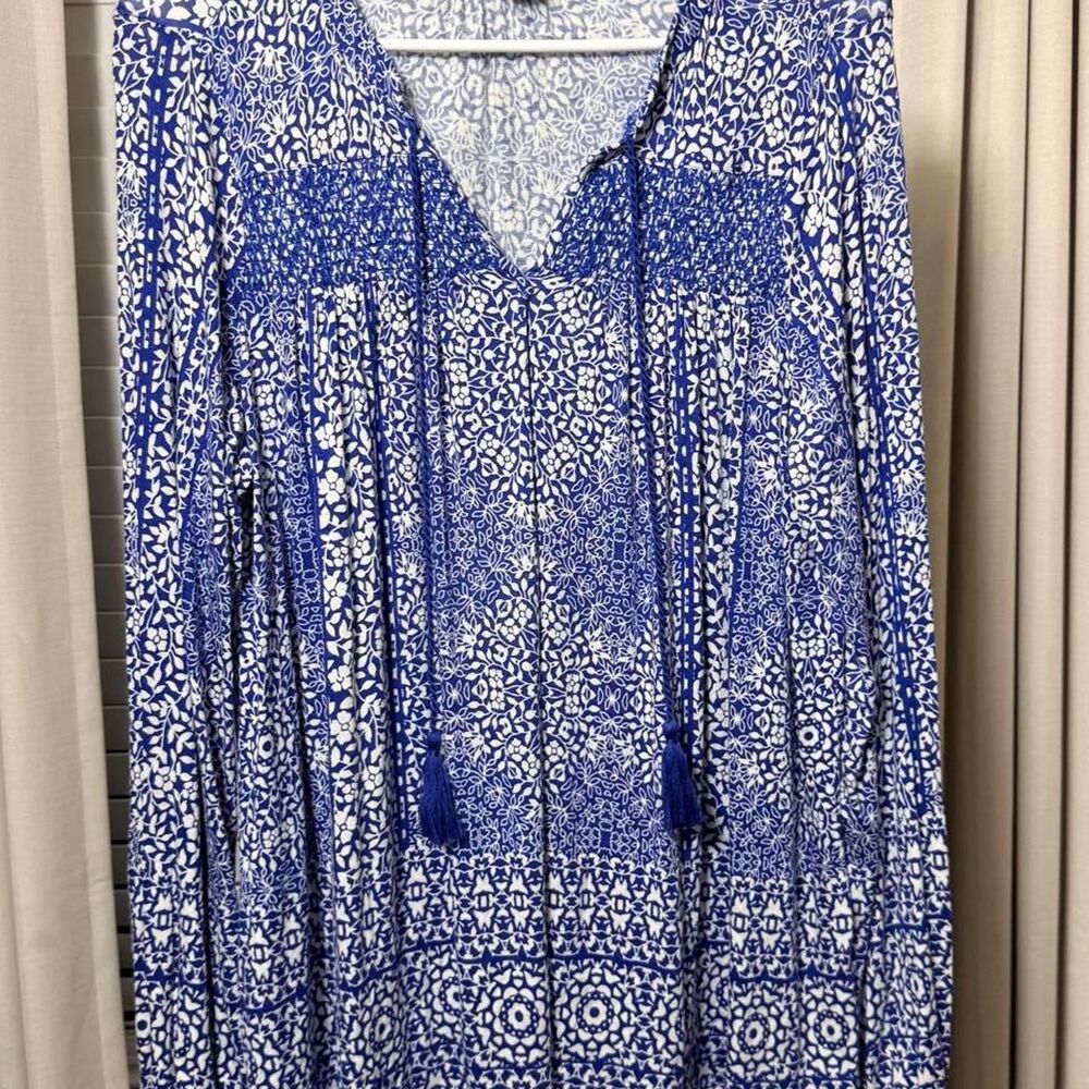 Vintage America Blues cobalt floral boho blouse